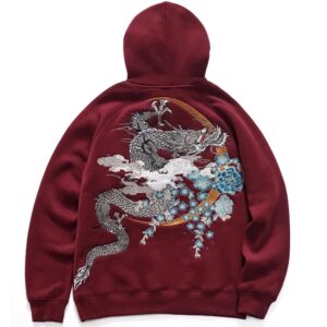 Dragon thorn hooded plus velvet thickened Yokosuka embroidery men and women couple sweatshirts trendy brand jacket tops