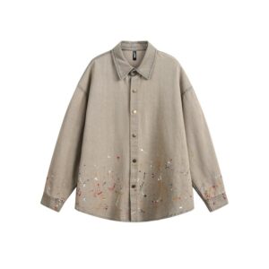 Splashing ink to wash denim loose fitting shirts for men and women