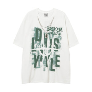 Vintage tie dye letter printed loose fitting men's and women's T-shirts