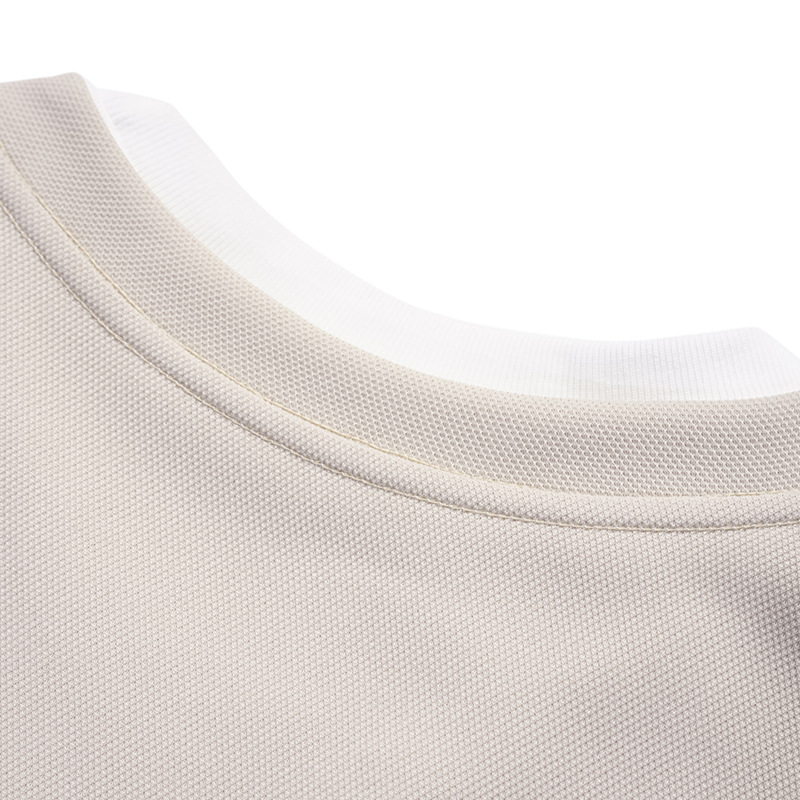 Collar contrasting fake two short sleeved men's and women's casual T-shirts - Image 4