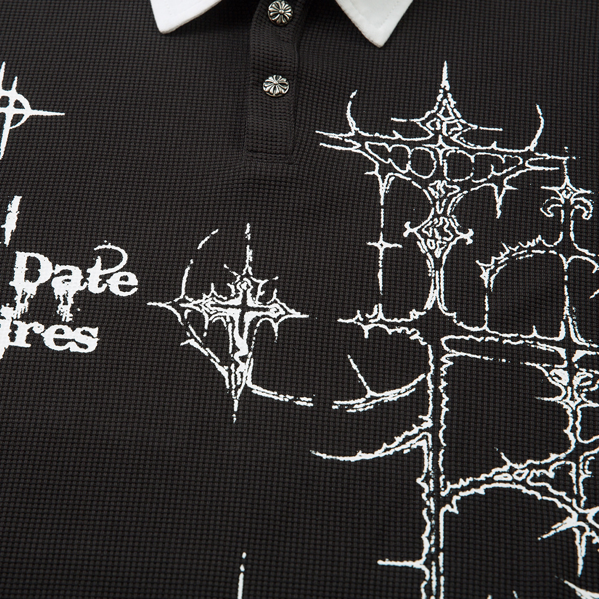 Fake two waffle collar T-shirts with long sleeves for men - Image 3