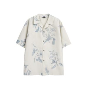 Plant printed loose fitting shirts for men and women